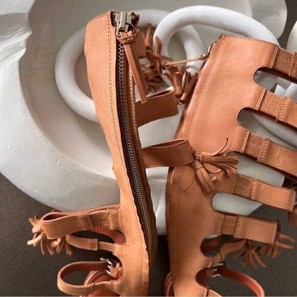 REBECCA MINKOFF Leather Gladiator Flat Nude Color Sandals Size 7. - Picture 2 of 9